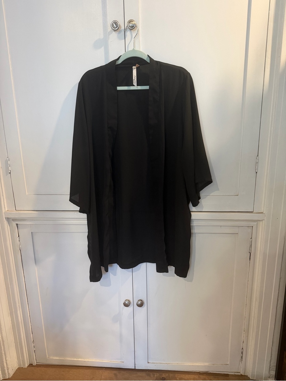 Black Open-Front Women's Kimono cover up